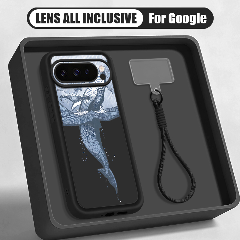 Google Pixel 9 Pro - 혹등고래 프린트 손목 스트랩 끈 케이스