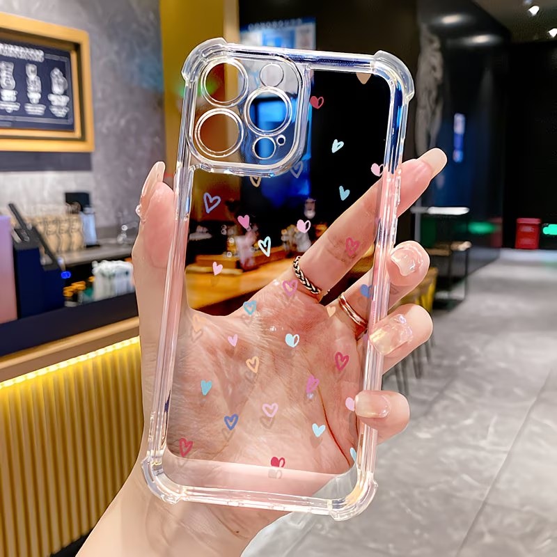 Apple Iphone 15 - 투명 코너 범퍼 컬러풀 하트 폰