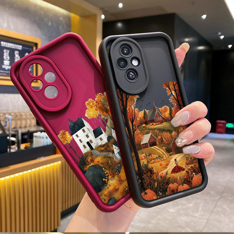 레트로 시골 건물 가을 풍경 패턴 폰 케이스 (Hono - Huawei Mate 60 리뷰 및 가격