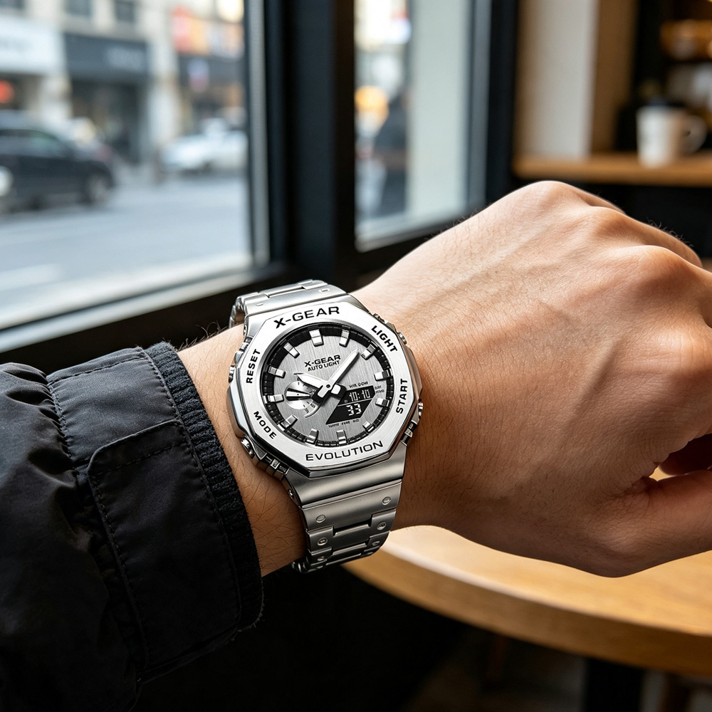 X-GEAR 듀얼 디스플레이 디지털 스포츠 시계 스틸  - Smartwatch X 리뷰 및 가격