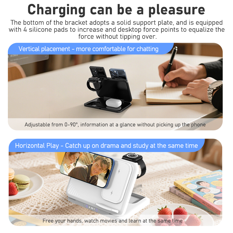 4 in 1 듀얼 폰 무선 충전 스탠드 마그네틱 고속  - Wireless Charger Watch 리뷰 및 가격
