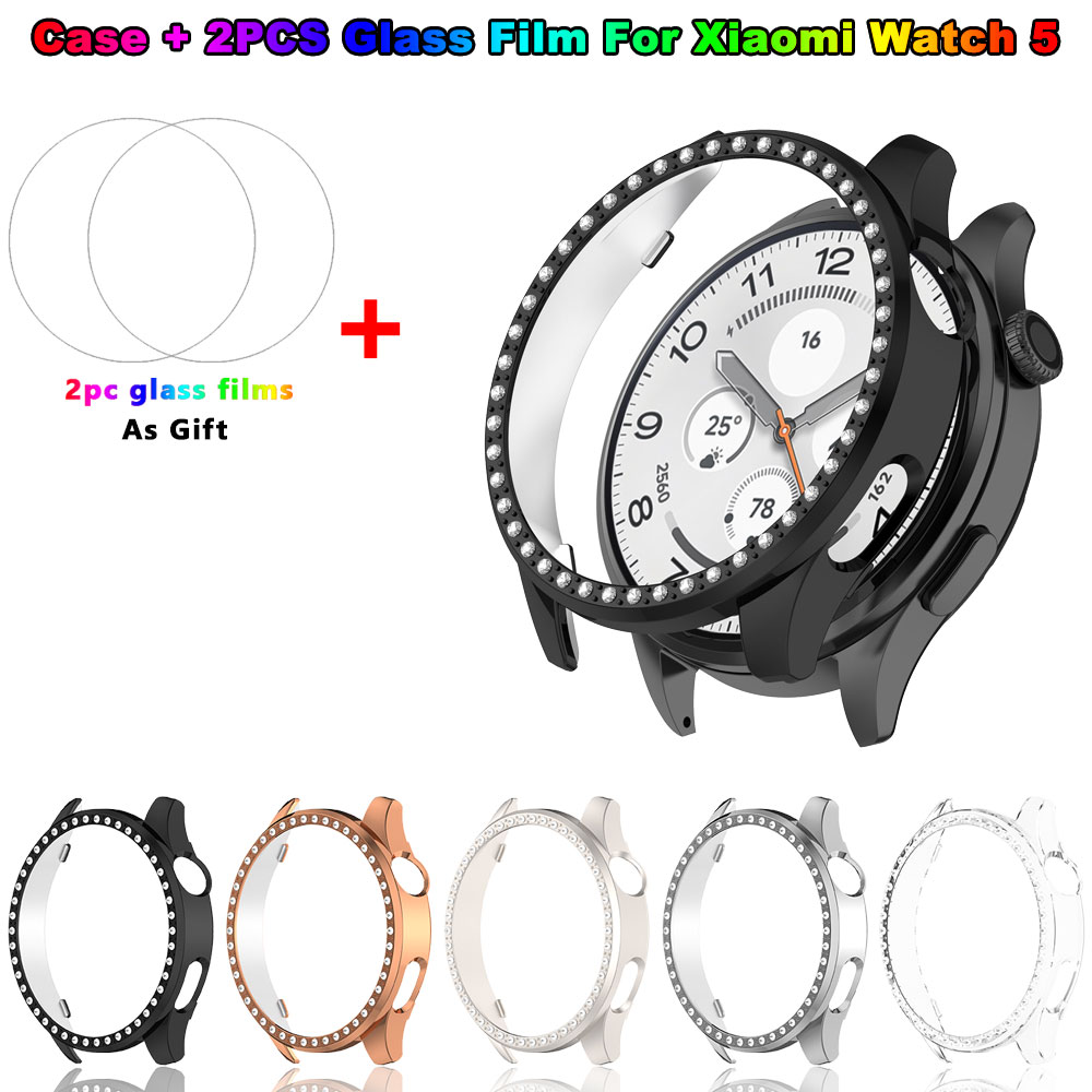 샤오미 워치 5용 블링 PC 케이스 + 강화유리 필름, - Xiaomi Smartwatch Accessories 리뷰 및 가격