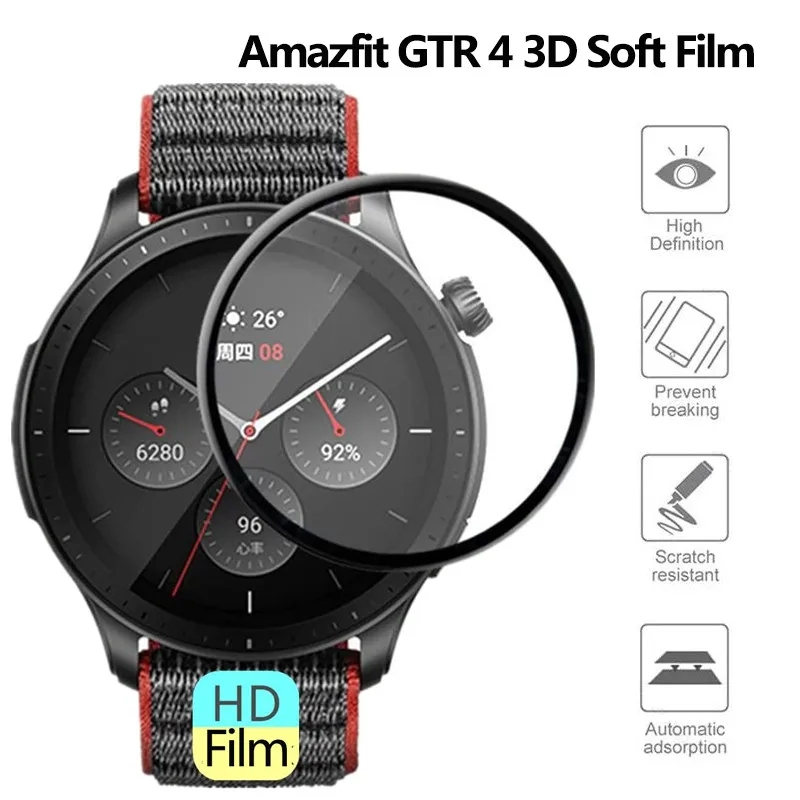 HD 커브드 스크래치 방지 필름, Amazfit GTR - Smartwatch Watch Accessories 리뷰 및 가격