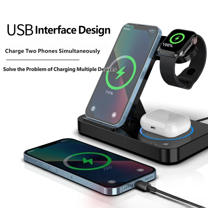 4 in 1 접이식 무선 충전 스테이션, 휴대폰, 시계 - Wireless Charger Watch 리뷰 및 가격