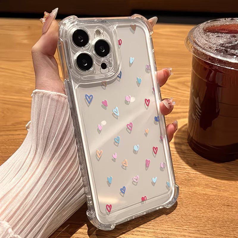 투명 코너 범퍼 컬러풀 하트 폰 케이스 (아이폰 17, - Apple Iphone 15 리뷰 및 가격